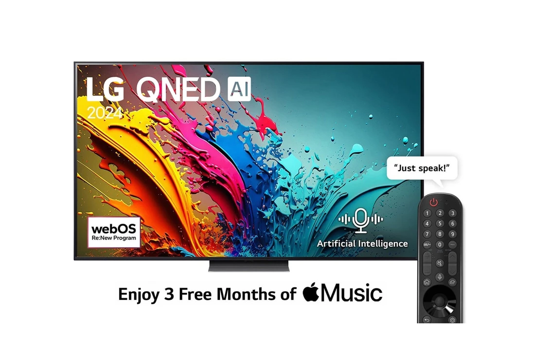 تلفزيون LG QNED QNED86T 4K الذكي مقاس 75 بوصة، AI Magic Remote HDR10 webOS24 - 75QNED86T6A (2024)