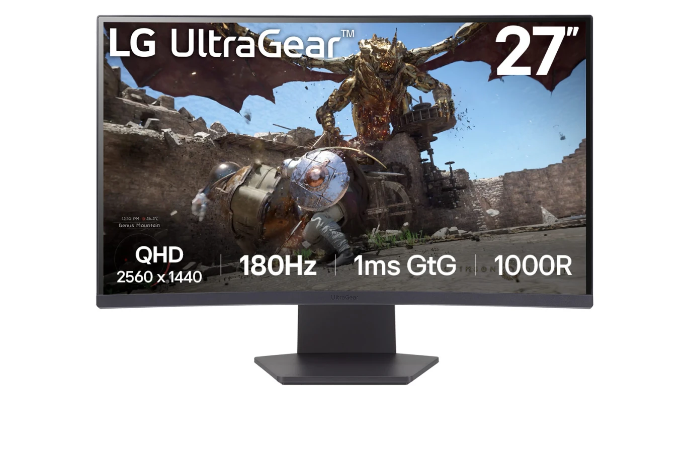 شاشة ألعاب منحنية UltraGear™ 1000R مقاس 27 بوصة، QHD، 1 مللي ثانية (GtG)، 180 هرتز، 2024
