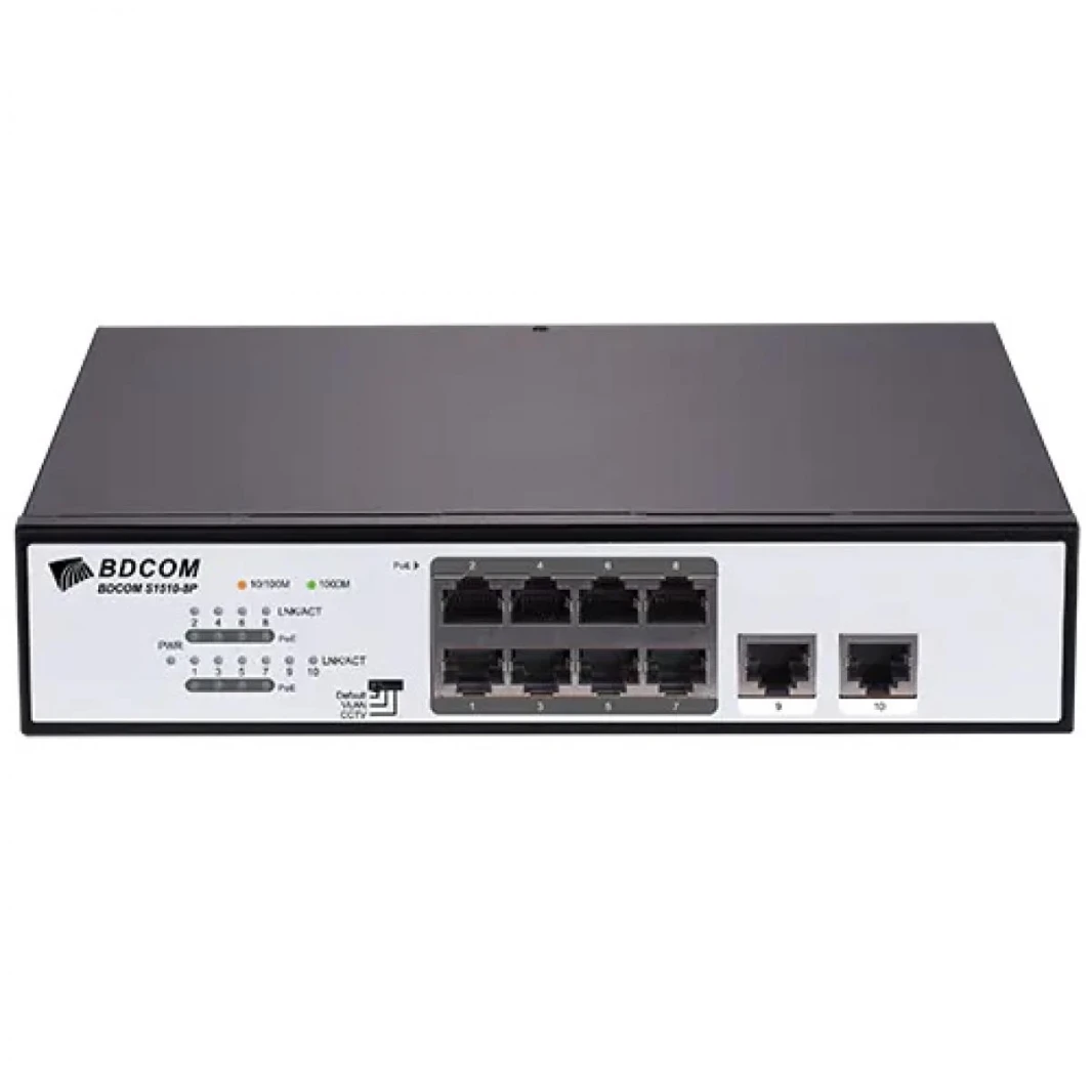 BDCOM 8 منافذ PoE GIGABIT و2 منافذ GE غير مدارة 120 وات