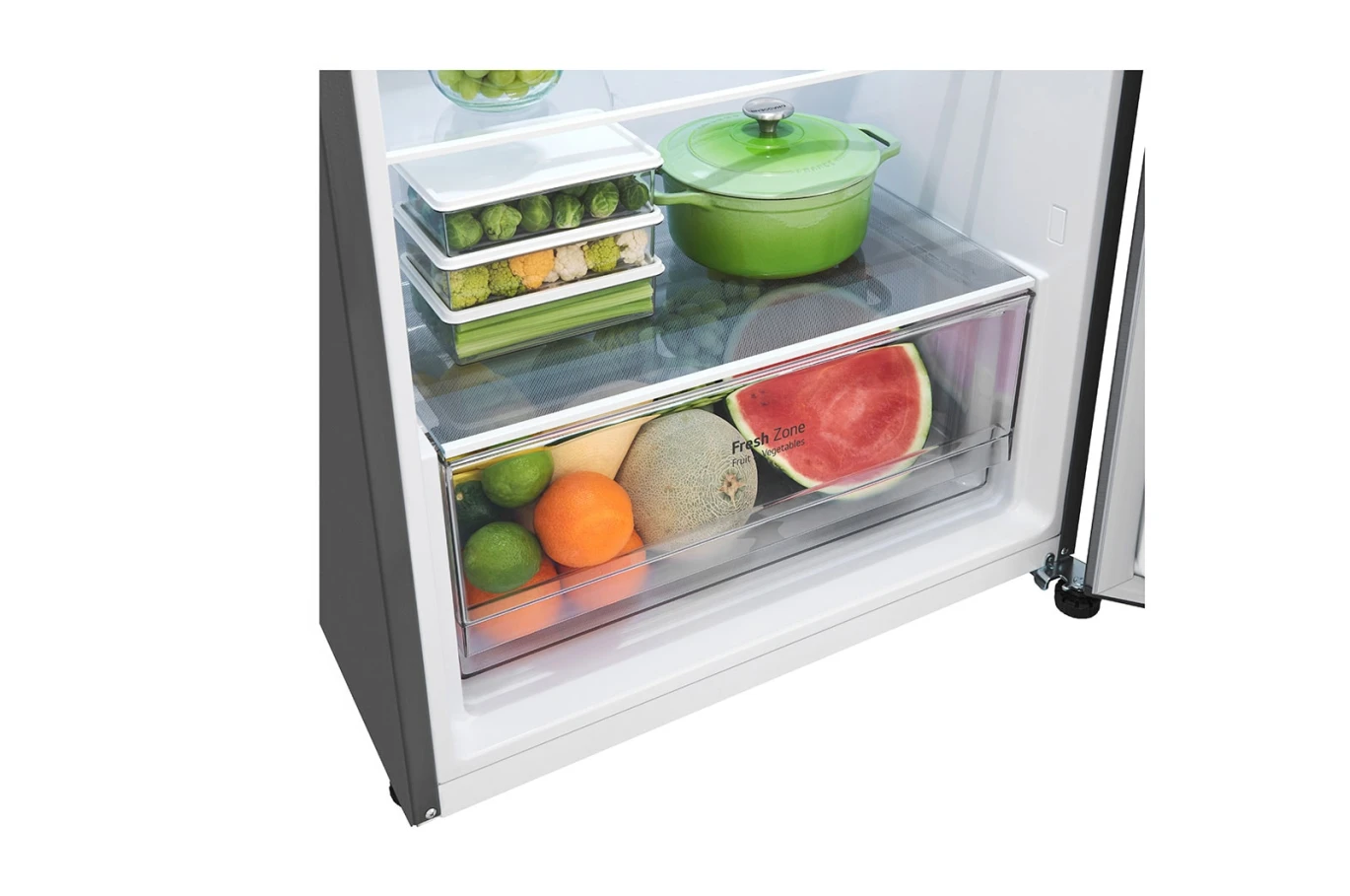 ثلاجة بفريزر علوي بسعة إجمالية 493 لتر، ضاغط عاكس، تقنية Door Cooling+™، لون فضي