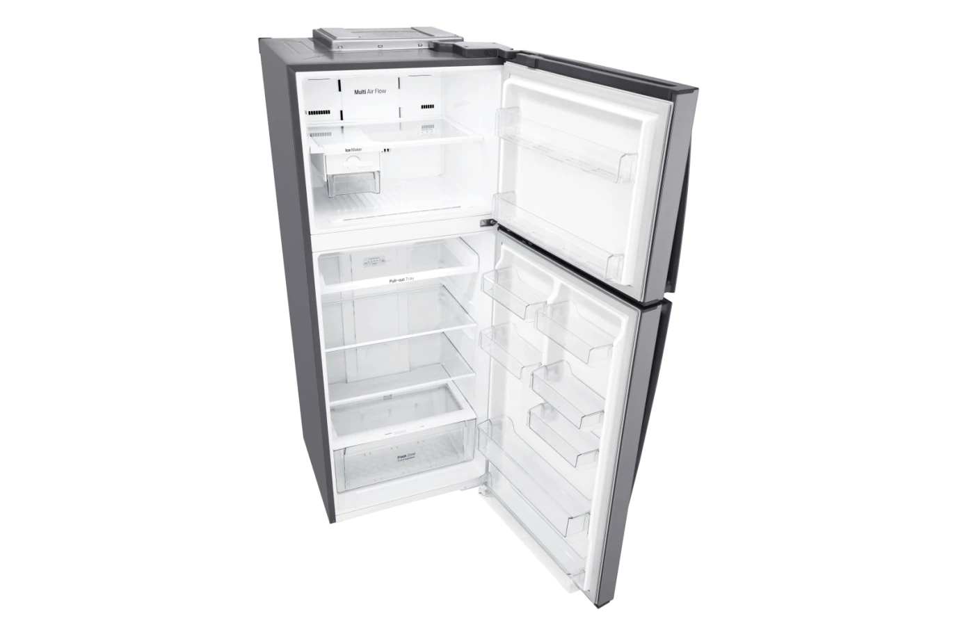 ثلاجة بفريزر علوي، سعة إجمالية 471 لتر، ضاغط خطي عاكس مع DoorCooling+، لون فضي
