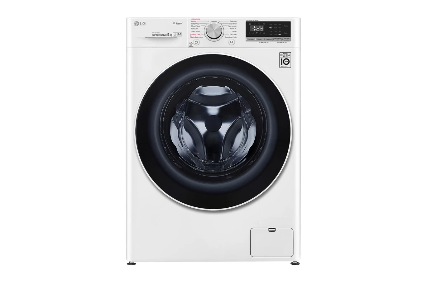 Front Load Washer 9KG , AI Direct Drive Motor , Steam , White Color