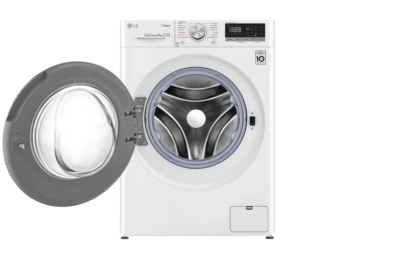 Front Load Washer 9KG , AI Direct Drive Motor , Steam , White Color