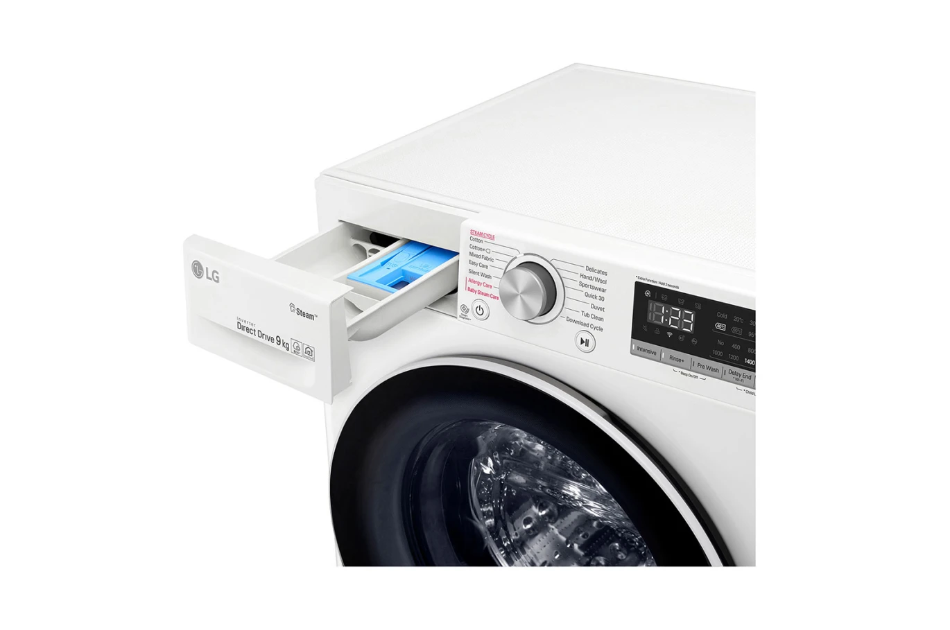 Front Load Washer 9KG , AI Direct Drive Motor , Steam , White Color