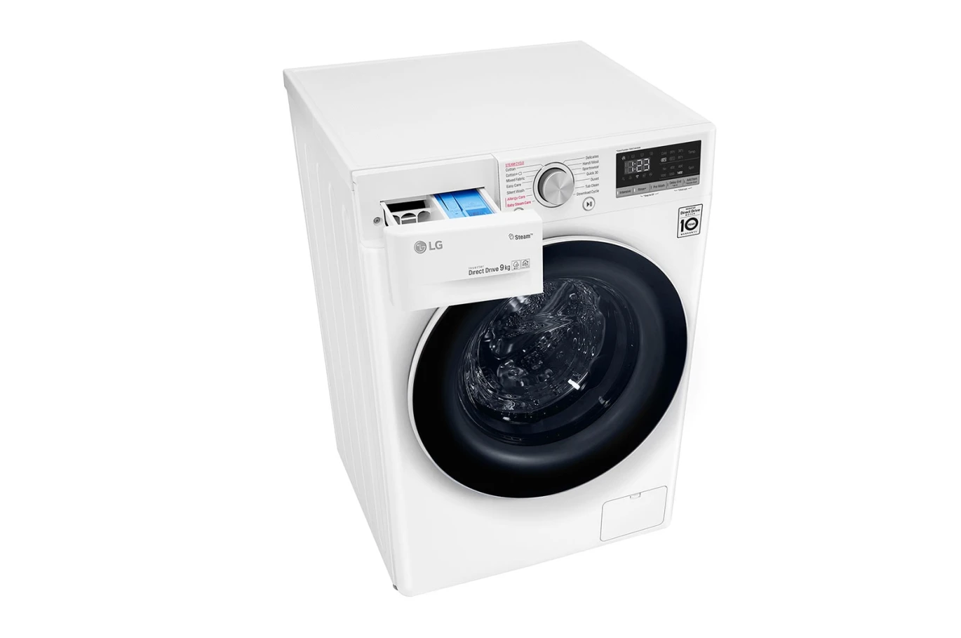 Front Load Washer 9KG , AI Direct Drive Motor , Steam , White Color