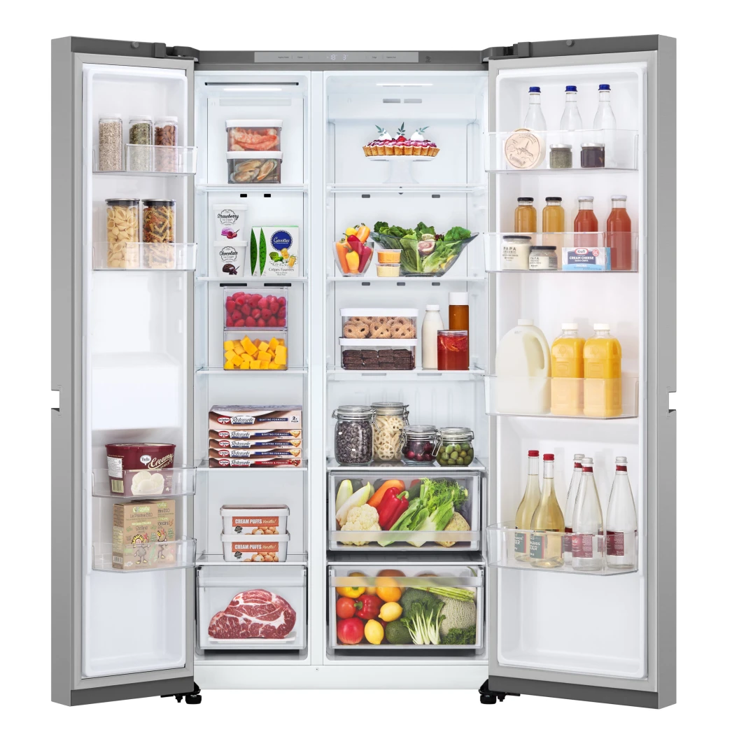 ثلاجة LG Side By Side بسعة إجمالية 703 لتر، ضاغط عاكس، تدفق هواء متعدد، تبريد سريع، تشخيص ذكي™