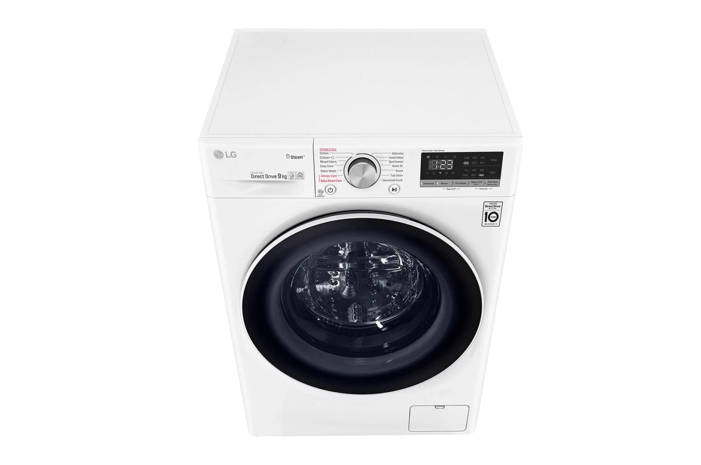 Front Load Washer 9KG , AI Direct Drive Motor , Steam , White Color