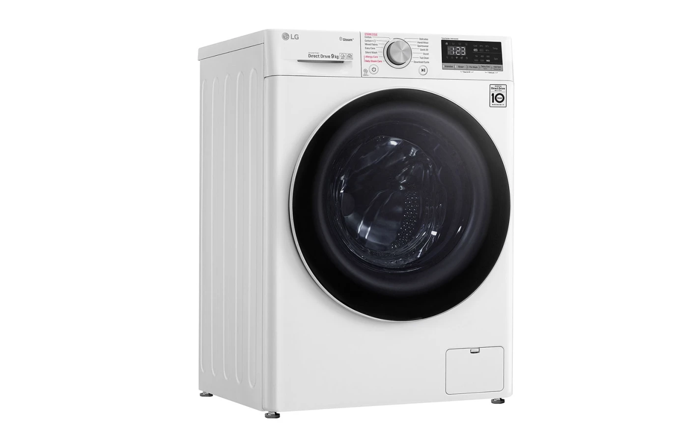 Front Load Washer 9KG , AI Direct Drive Motor , Steam , White Color
