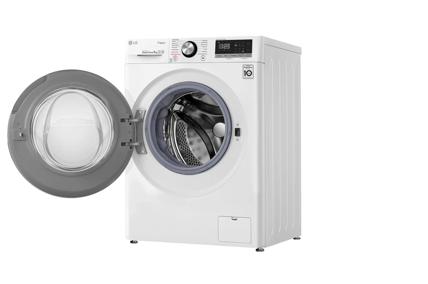 Front Load Washer 9KG , AI Direct Drive Motor , Steam , White Color