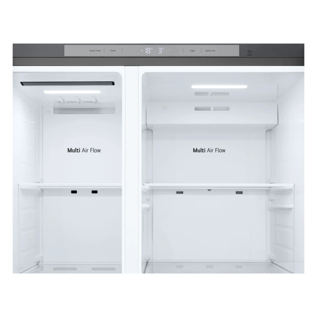 ثلاجة LG Side By Side بسعة إجمالية 703 لتر، ضاغط عاكس، تدفق هواء متعدد، تبريد سريع، تشخيص ذكي™