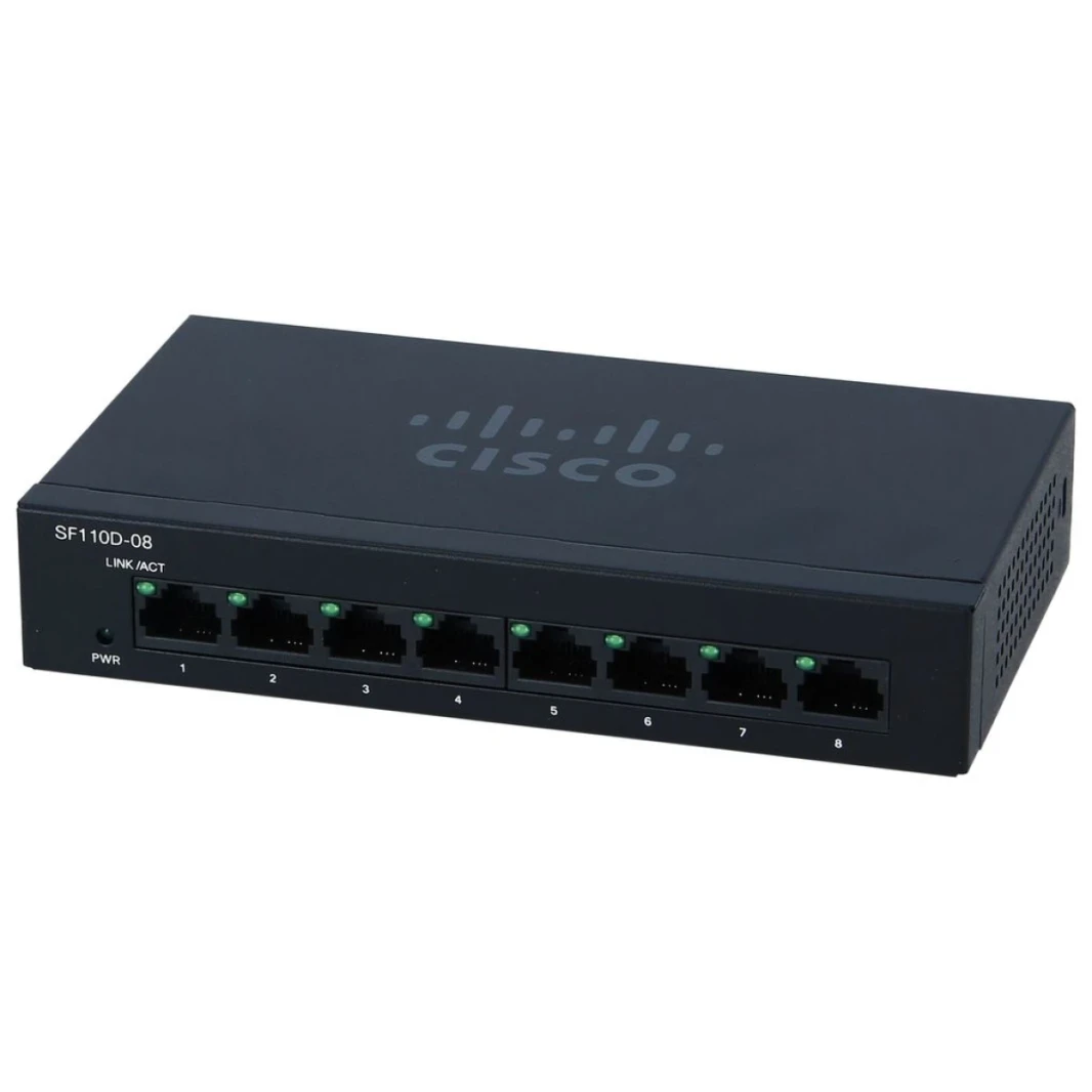 مفتاح سطح المكتب Cisco SF100D-08 10/100 ذو 8 منافذ