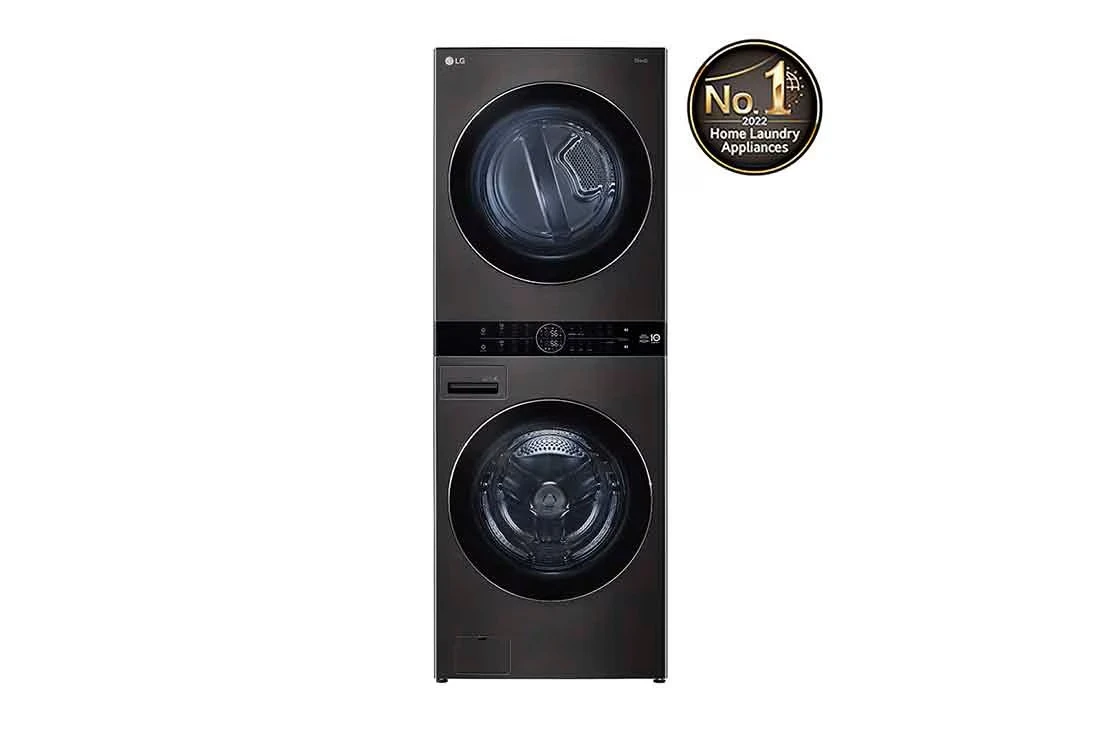 Single Unit Front Load 17/16KG , LG Wash Tower™ with Centre Control™, Black Steel Color
