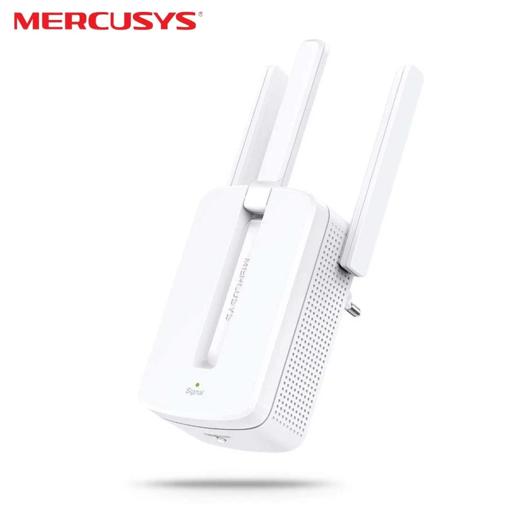 موسع نطاق واي فاي MERCUSYS 300 ميجابايت في الثانية بتردد 2.4 جيجاهرتز مع زر WPS و3 هوائيات ثابتة
