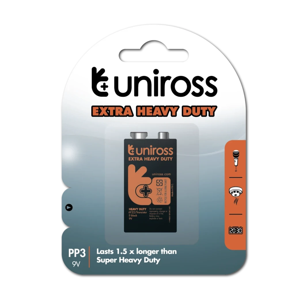 بطارية UNIROSS 9V شديدة التحمل UED9VI