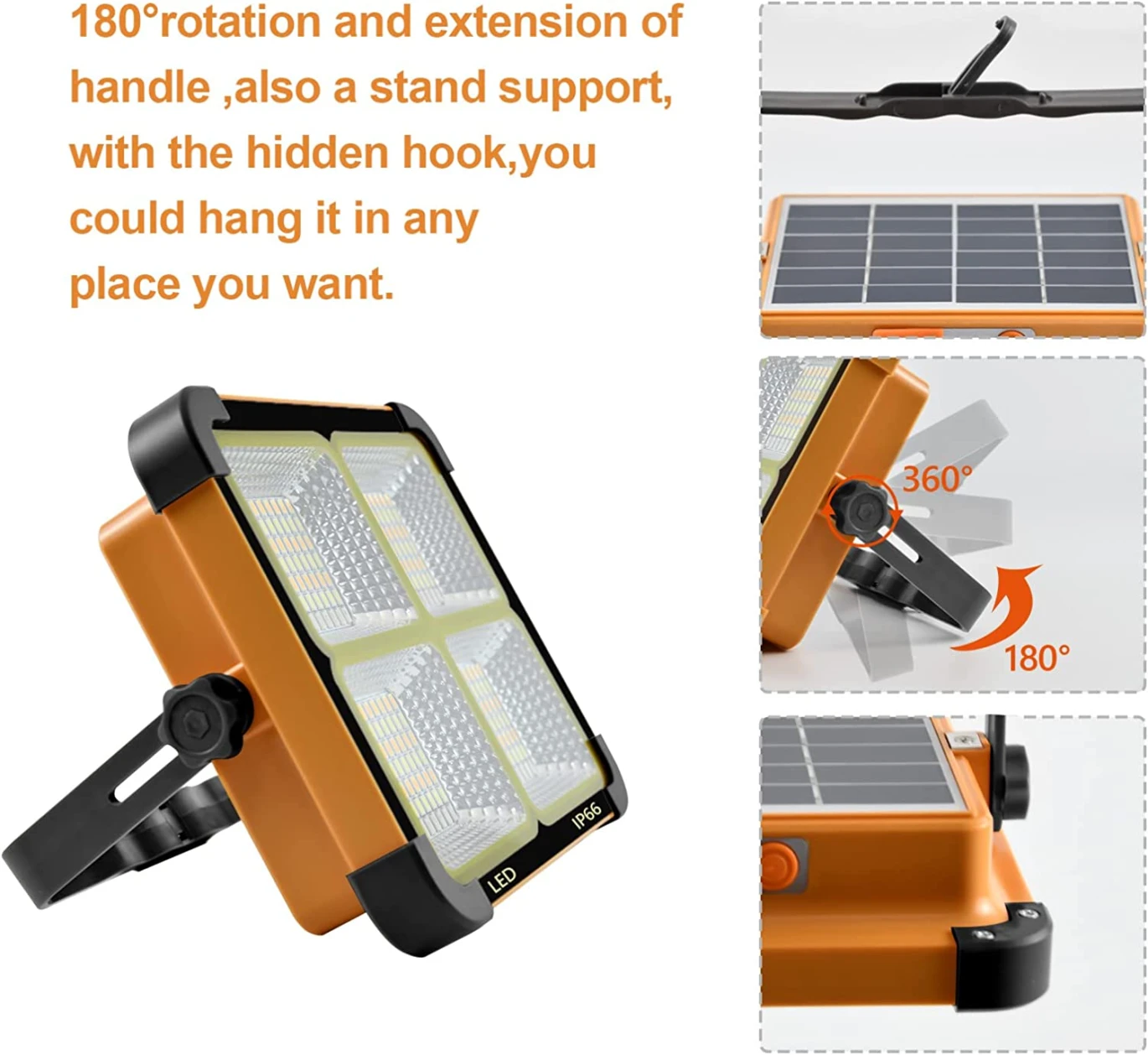 PORTABLE LED WORK SOLAR LIGHT 100W 16500MAH 10000 LM
