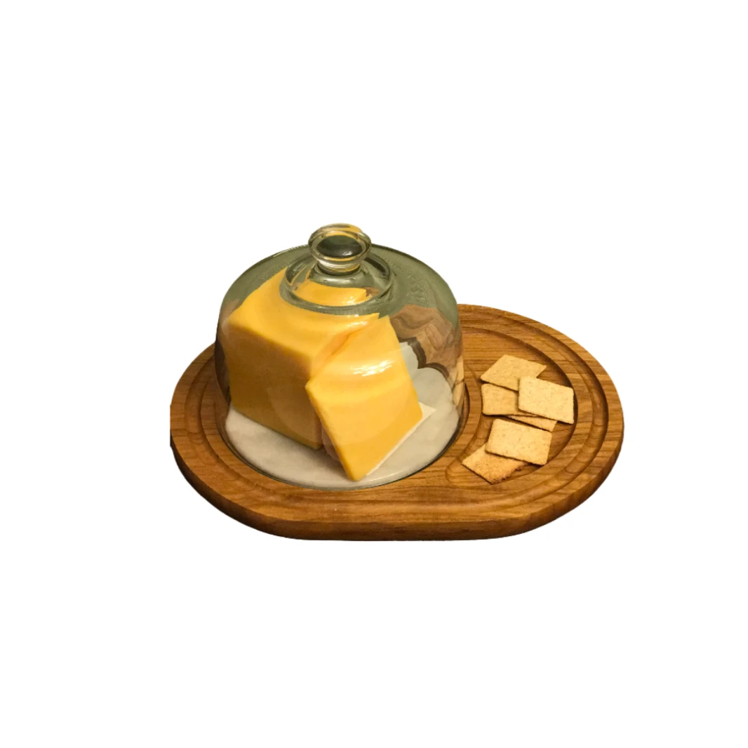 OVAL CHEEZE WOOD BOARD W/DOME
