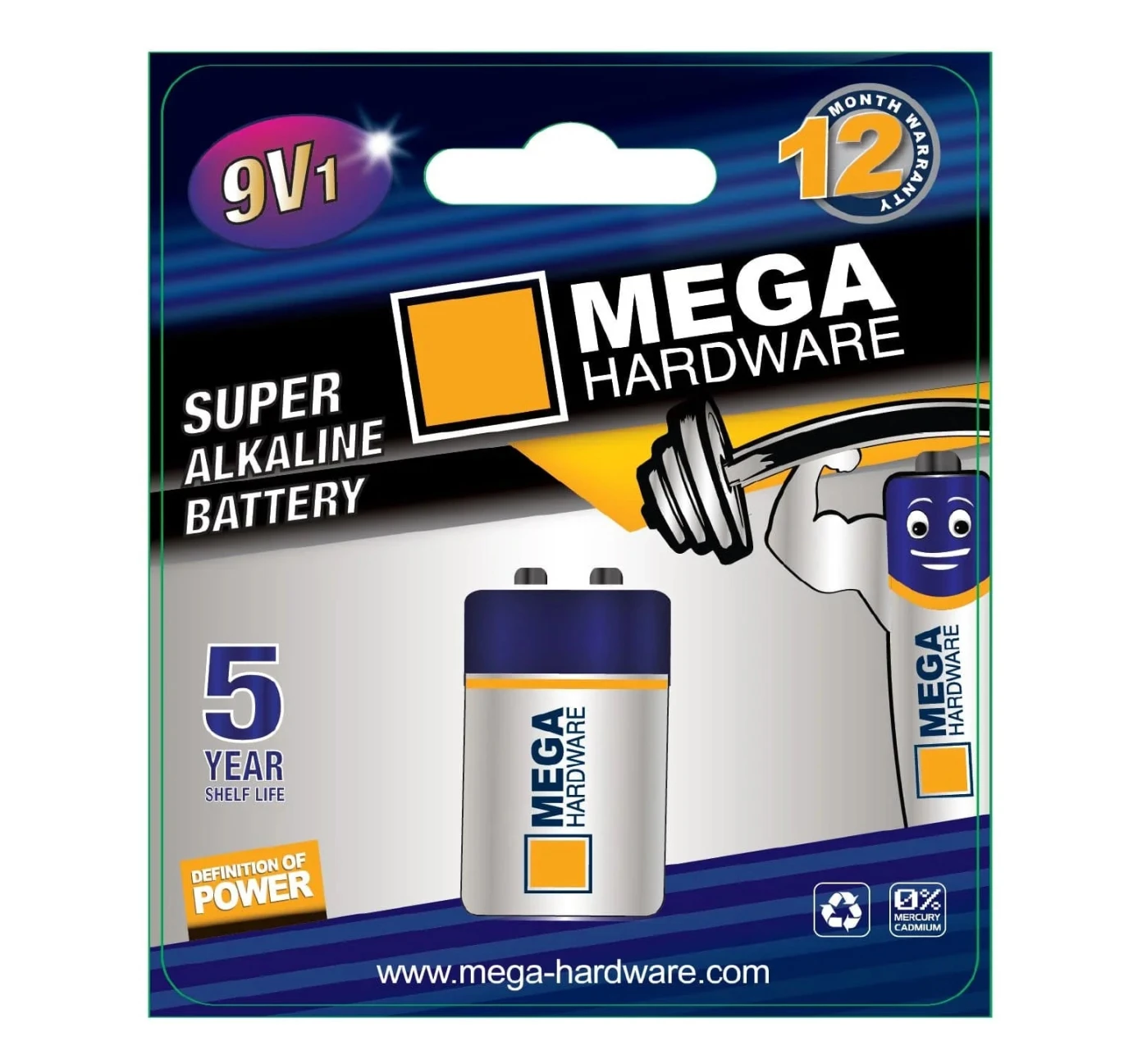 MEGA 9V1 SUPER ALKALINE BATTERY - 1PCS
