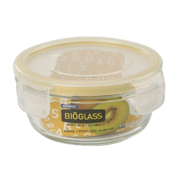 KOMAX 420ML BIOGLASS ROUND FOOD CONTAINER