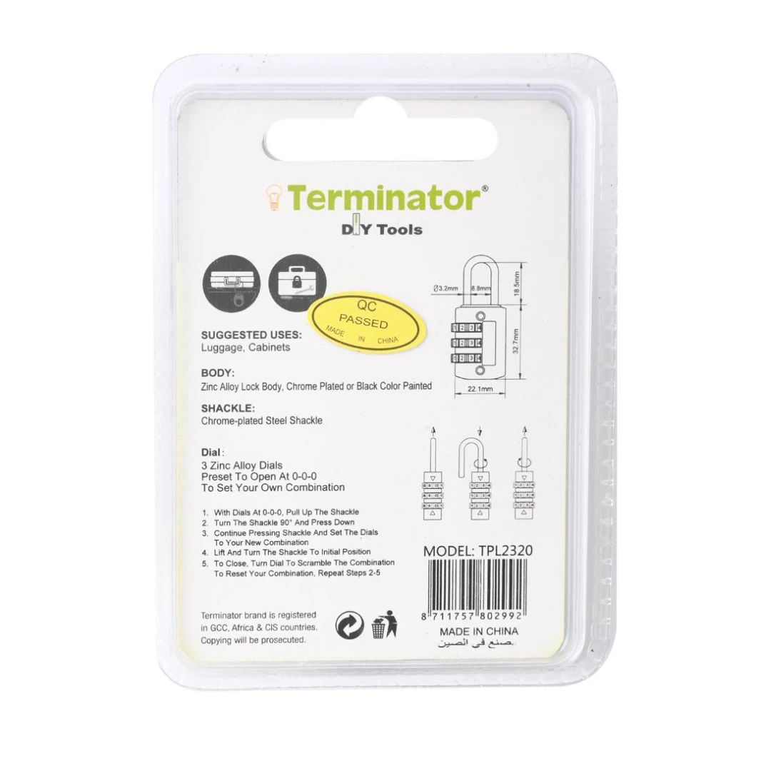 قفل لوحة TERMINATOR TPL 2320/BL مقاس 20 مم