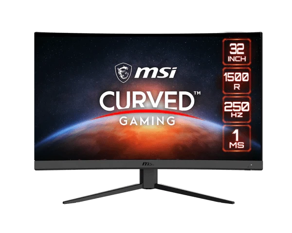 شاشة ألعاب MSI G32C4X، مقاس 32 بوصة، بدقة 1920 × 1080 (FHD) وشاشة ألعاب منحنية بمعدل تحديث 250 هرتز