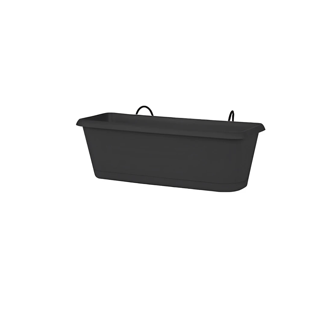 EDA 48.8*18.8*16.1CM PLANTER WITH HOLDER ANTHRACITE GREY