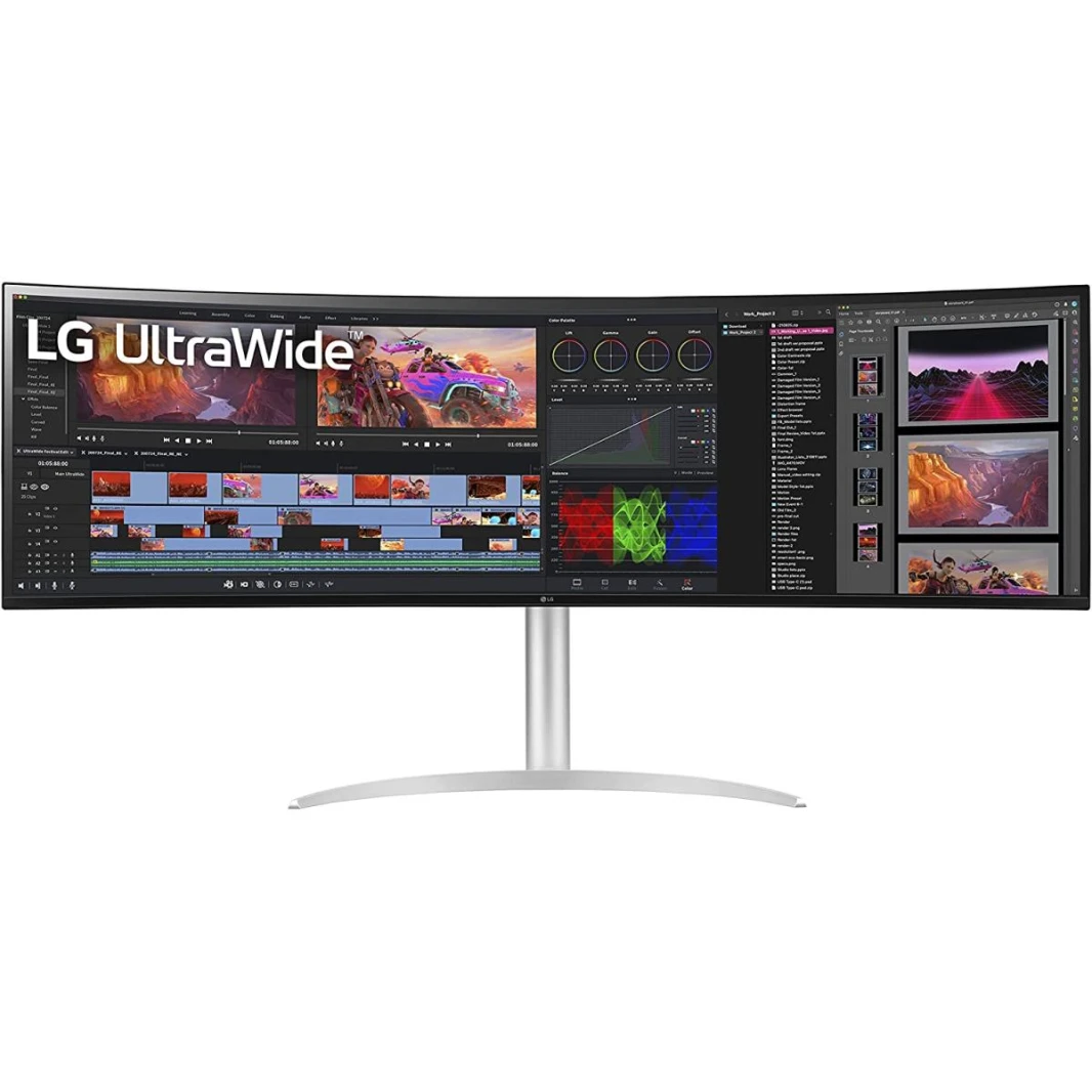 LG 49WQ95C-W 49″ Curved UltraWide Nano IPS 5K 144Hz HDR 400 HDMI 2.1 G-SYNC® Compatible Adjustable Stand w/ Speakers