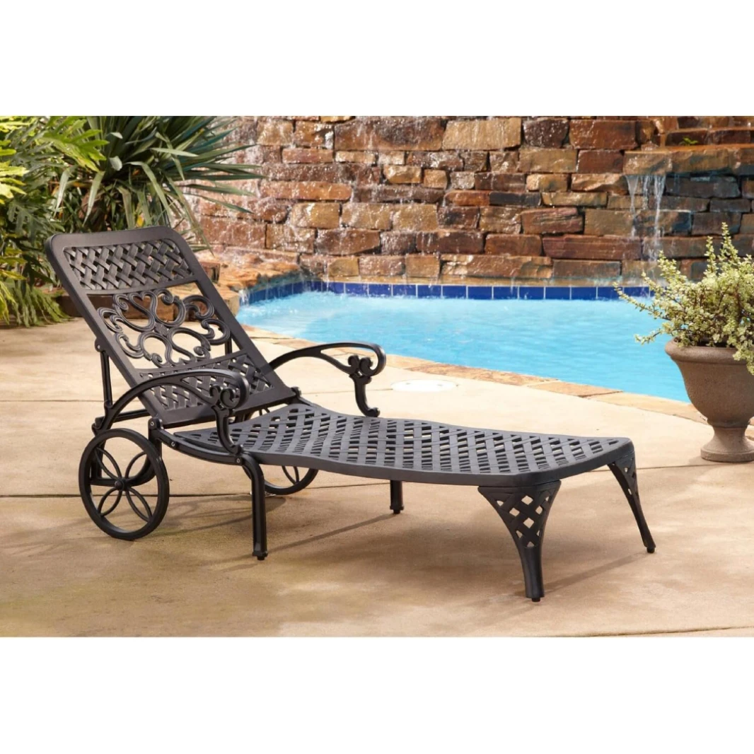 HOMESTYLES OUTDOOR CHAISE LOUNGE, BLACK