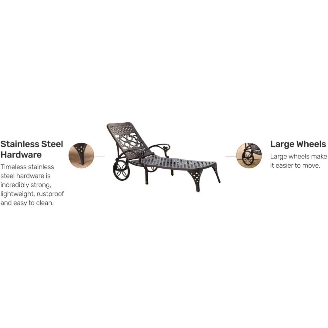 HOMESTYLES OUTDOOR CHAISE LOUNGE, BLACK