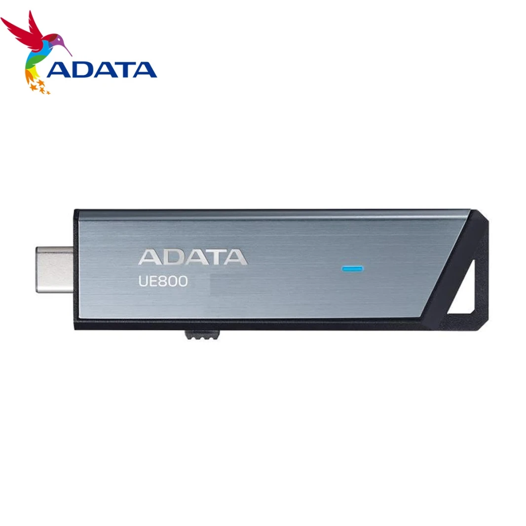صندوق محرك أقراص فلاش ADATA AELI-UE800-128G-CSG UE800 بسعة 128 جيجابايت ومنفذ USB 3.2 من النوع C باللون الفضي والرمادي