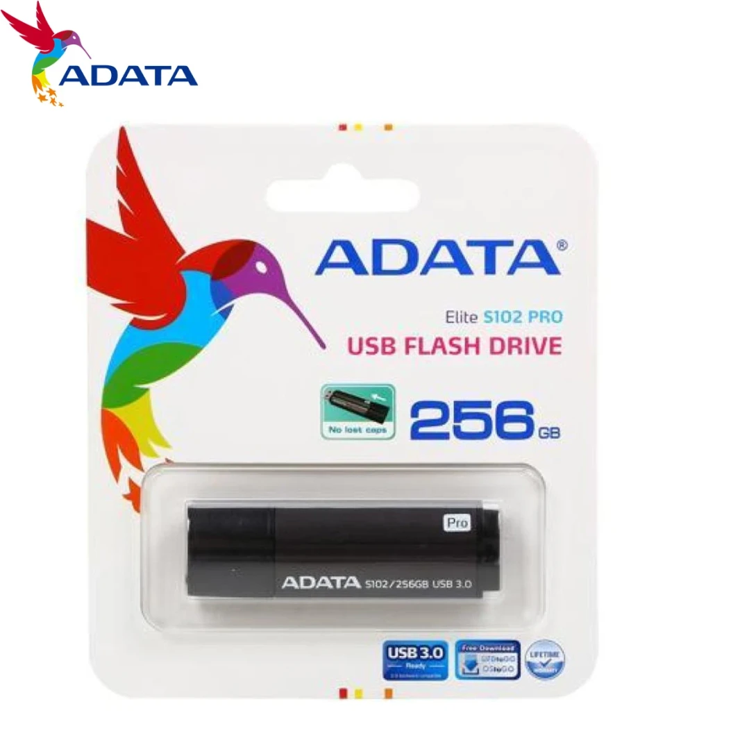 ADATA S102 Pro Flash Drive 256GB Ultra Fast USB 3.0 Read Speed 100 MB/s, Grey