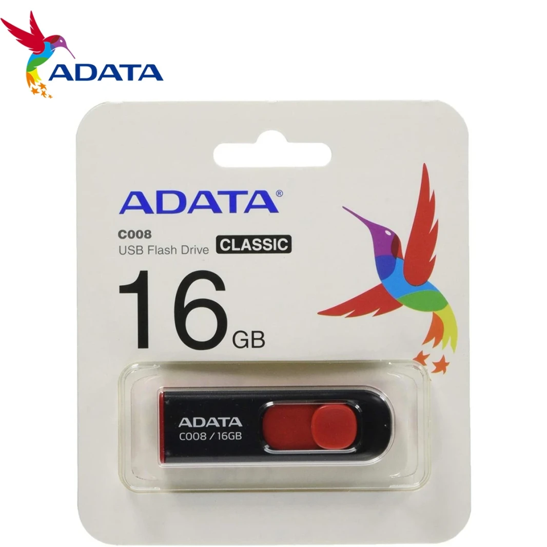 C008 16 جيجابايت أسود + أحمر للبيع بالتجزئة.. محرك أقراص USB محمول منزلق بدون غطاء
