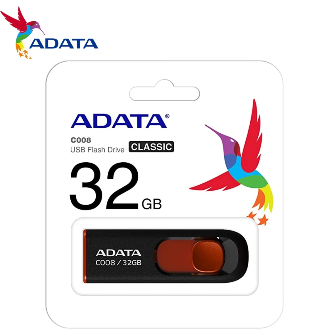 ذاكرة فلاش ADATA AC008-32G-RKD باللونين الأسود والأحمر بسعة 32 جيجابايت USB2.0 C008