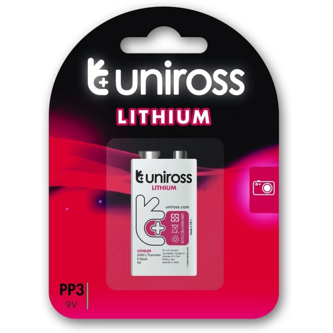 Uniross 9V Lithium Battery Pack of 1