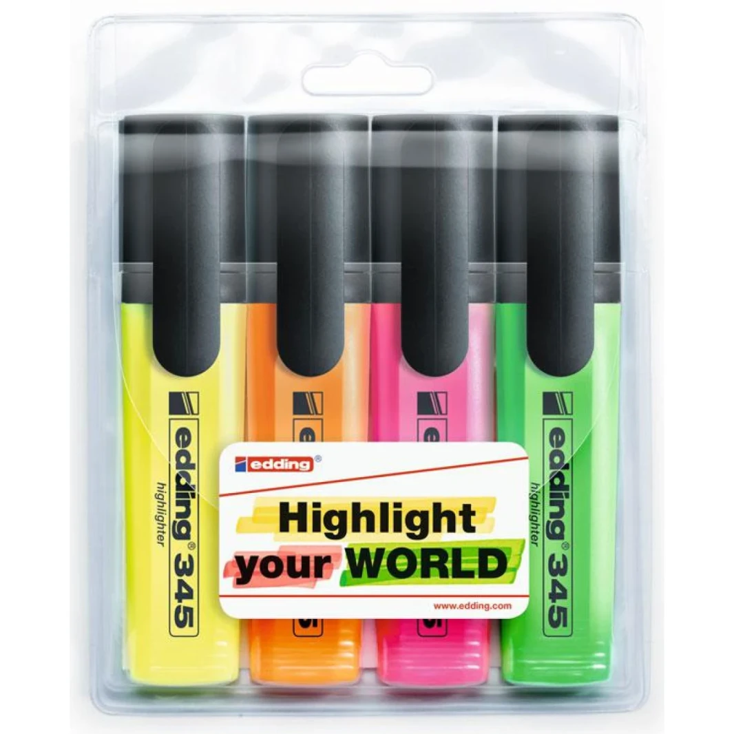 Edding 345 Highlighter مجموعة من 4 ألوان