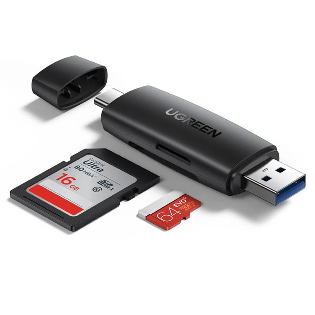 ugreen cardreader SD+TF ، USB-C-M ، USB-A-M