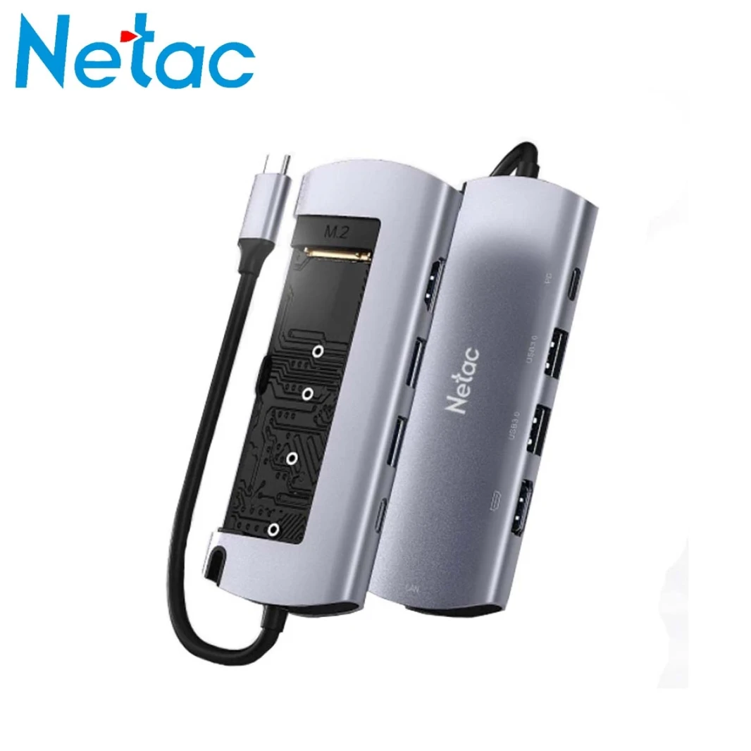 Netac WH41 Hub-Encapsulador M.2 SATA-NGFF USB-C -USB-A-HDMI-RJ45-USB-C