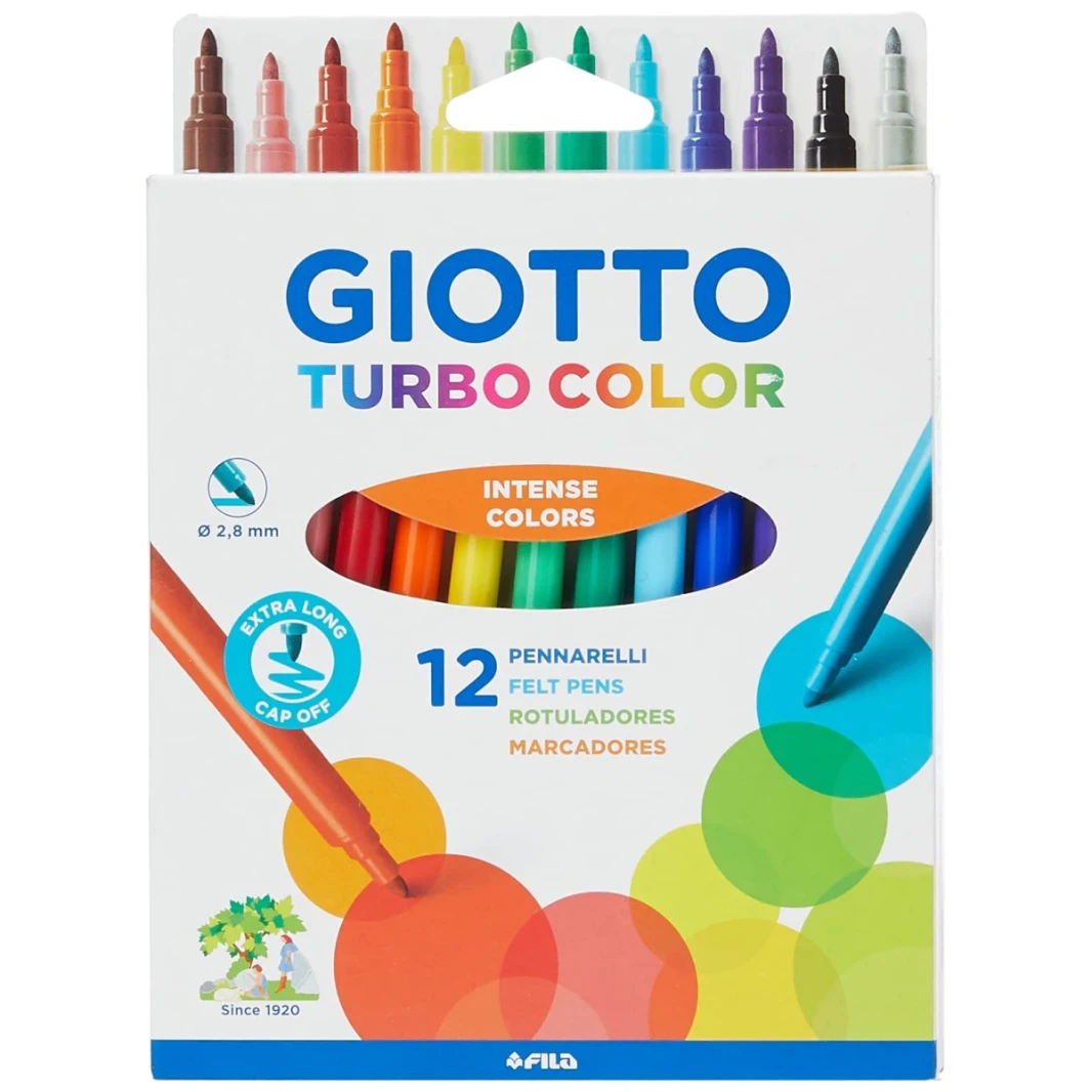 Giotto Turbo Color Love Tip Fiber Pens 2.8mm ، حزمة من 12