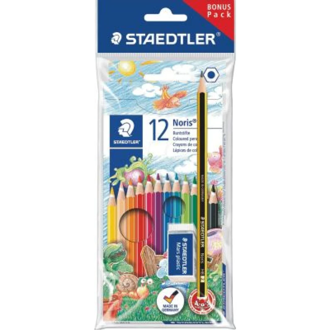 Staedtler 12 Colors Pencils In Assorted Colors+Pencil+Eraser