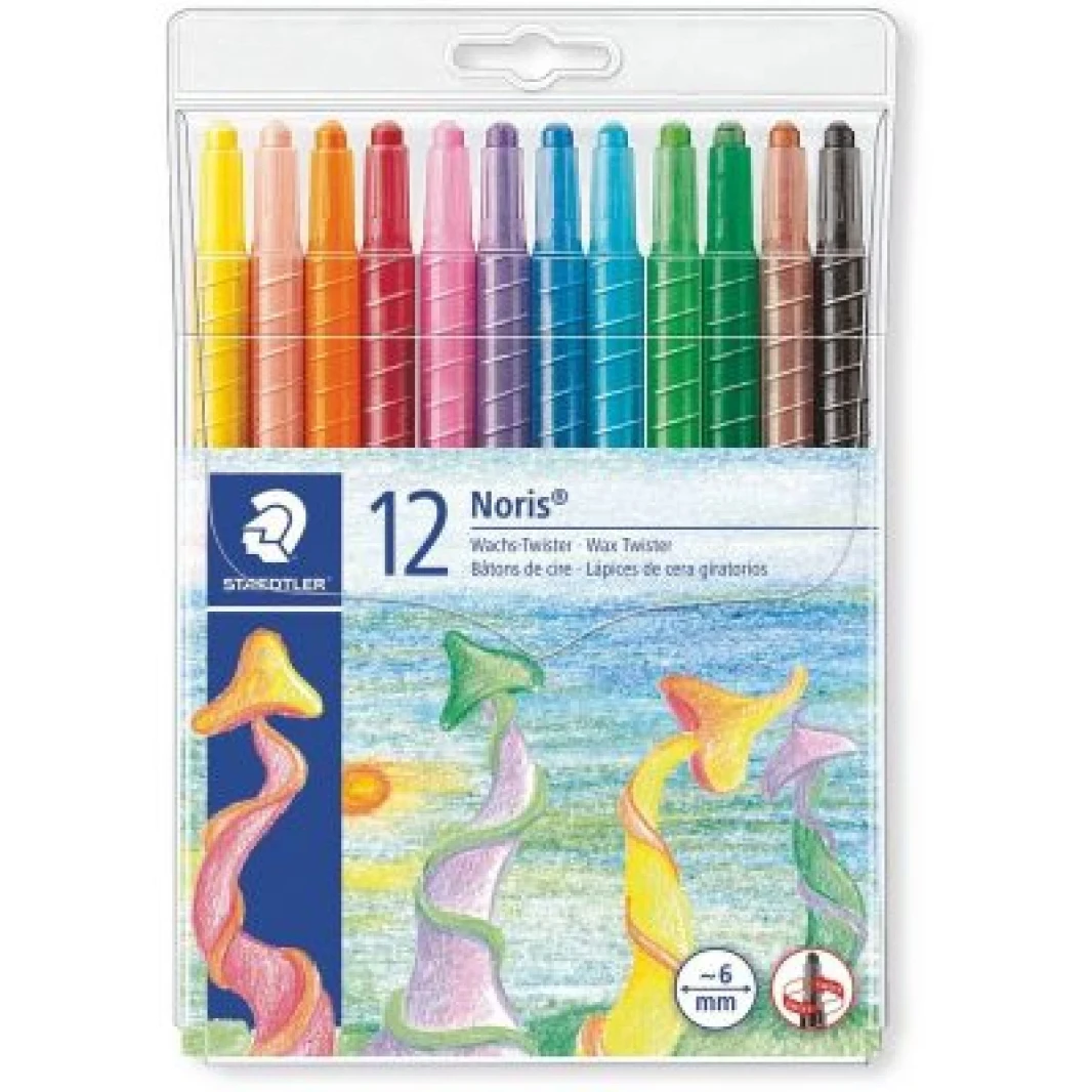محفظة Staedtler التي تحتوي على 12 Wax Twister بألوان متنوعة