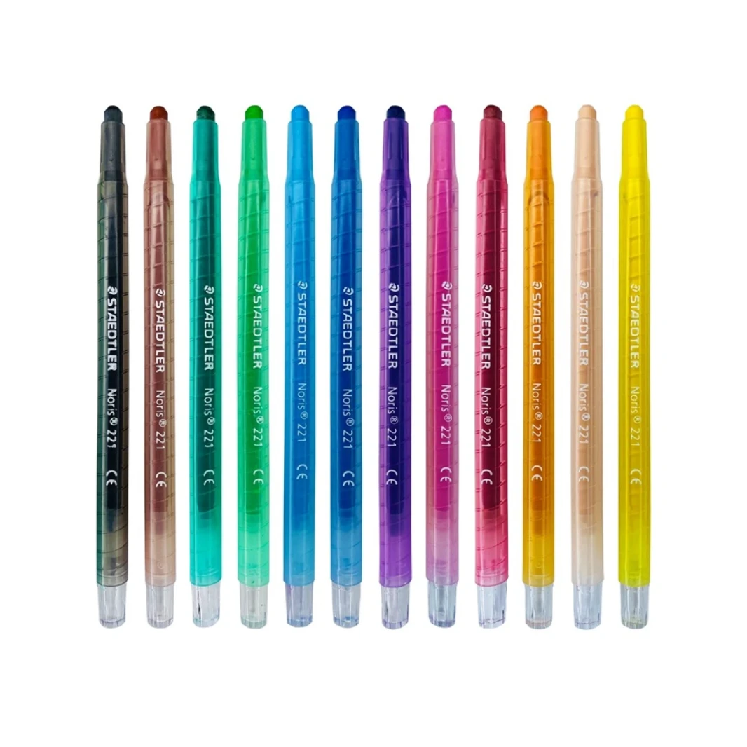 محفظة Staedtler التي تحتوي على 12 Wax Twister بألوان متنوعة