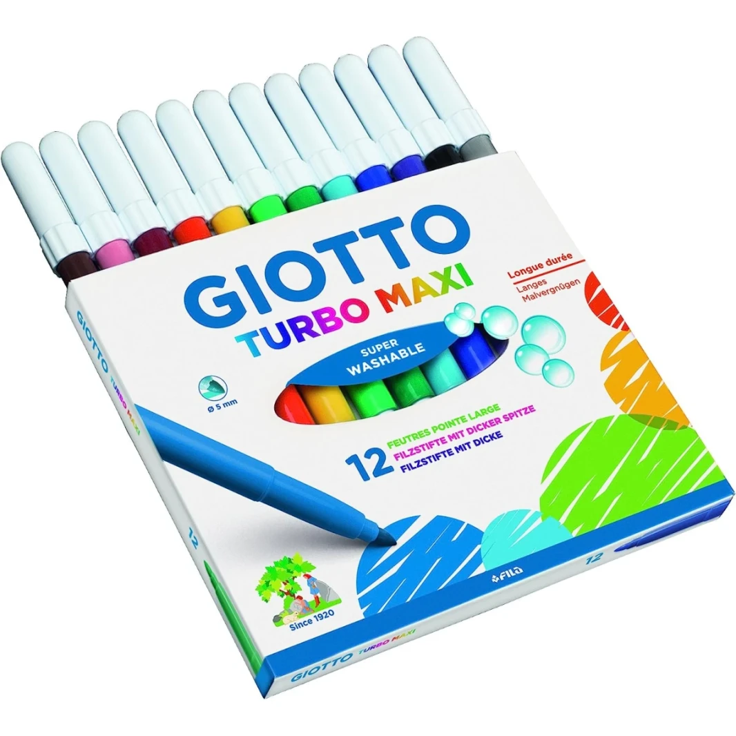 Giotto Turbo Maxi Super Feltable Love Lip Lip Lip ، Nib 5mm ، Pack O 12