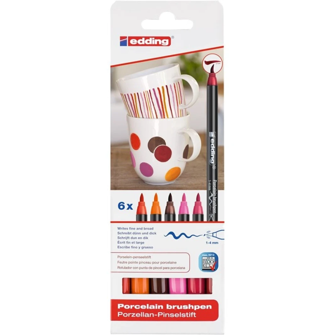 Edding 4200/6999 Pency Pencil Pencil - مجموعة من 6 ألوان مزيج "دافئ"