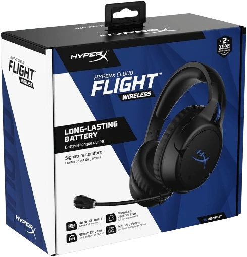 HyperX Cloud Flight – Wireless Gaming Headset for PS5 and PS4, Up to 30-hour battery