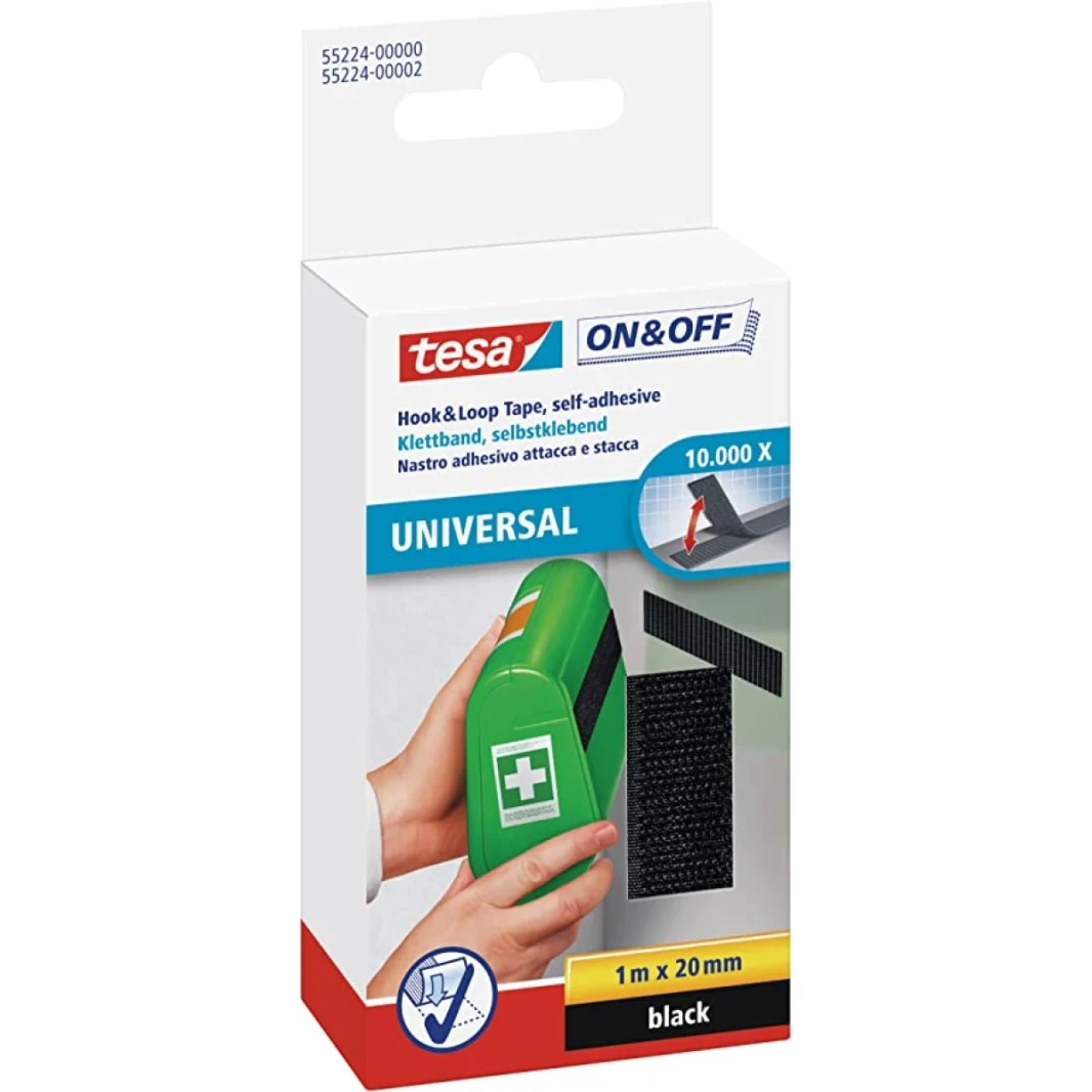 TESA ON & OFF HOOK-AND-LOP-ON HOOK و LOOP PAD 1M × 20 مم