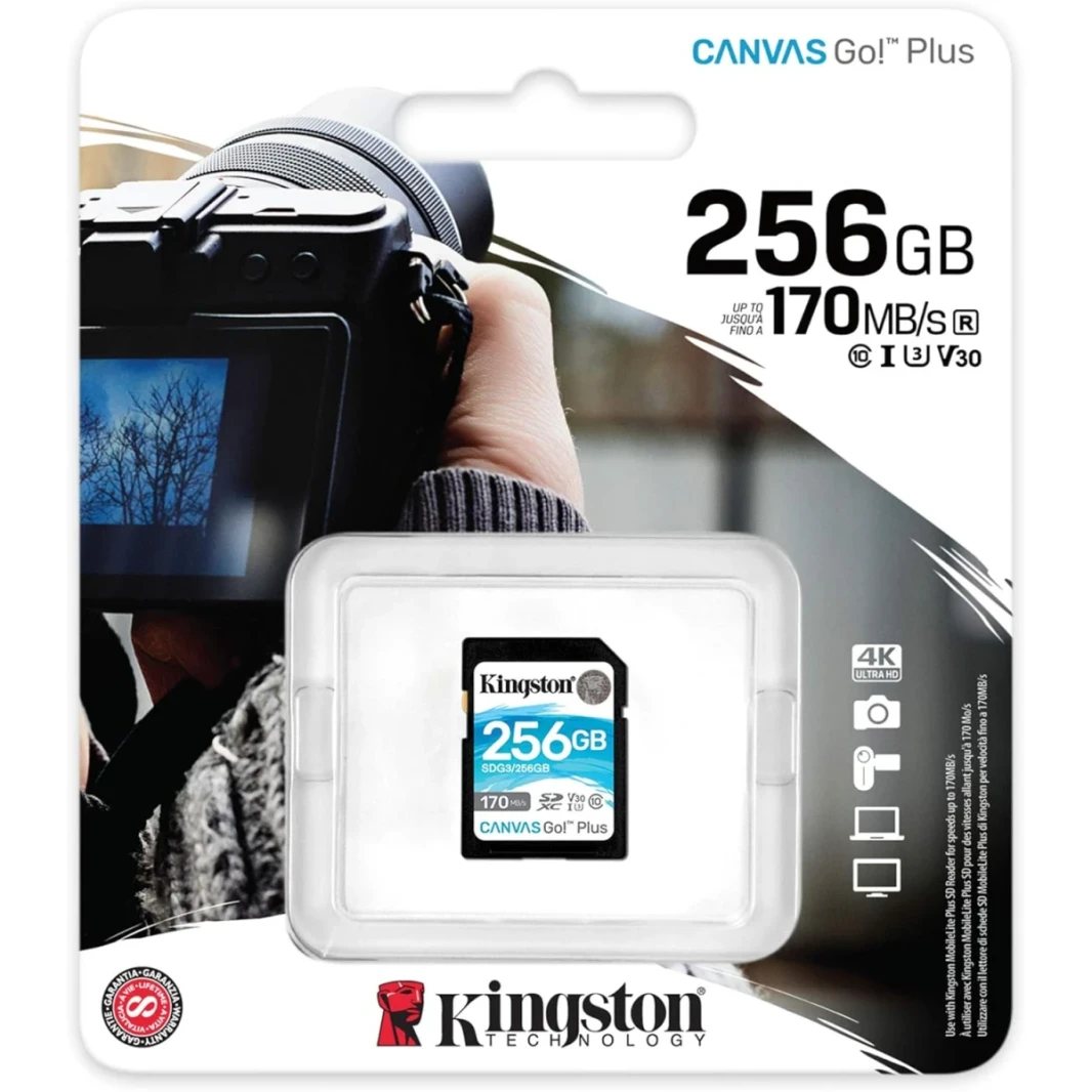 Kingston 256GB CARD SDXC Canvas Go Plus 170 MB /S C10 ، U3 ، V30