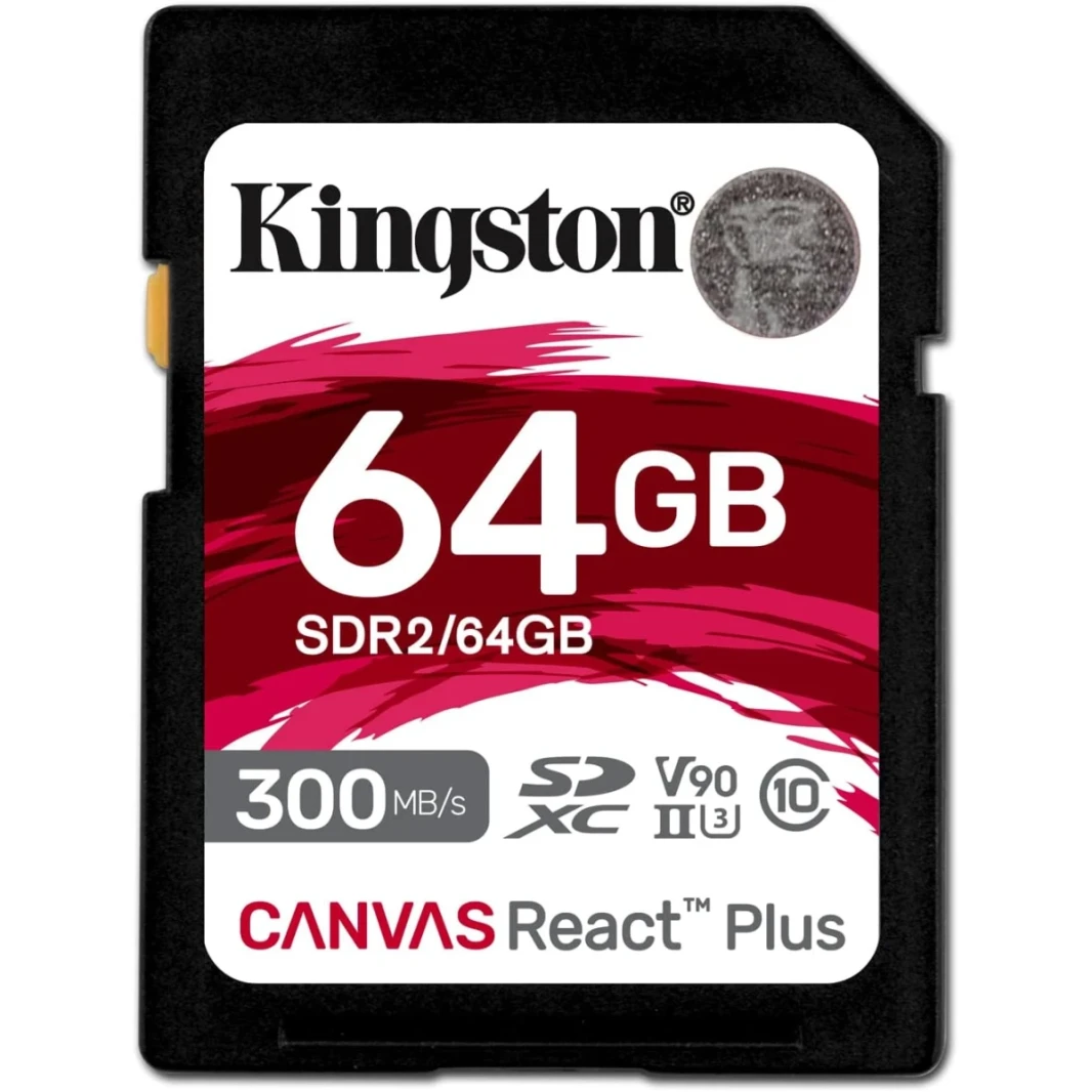 Kingston 64GB بطاقة الذاكرة SDXC Canvas React Plus 300MB/S قراءة لـ UHS-II 4K/8K