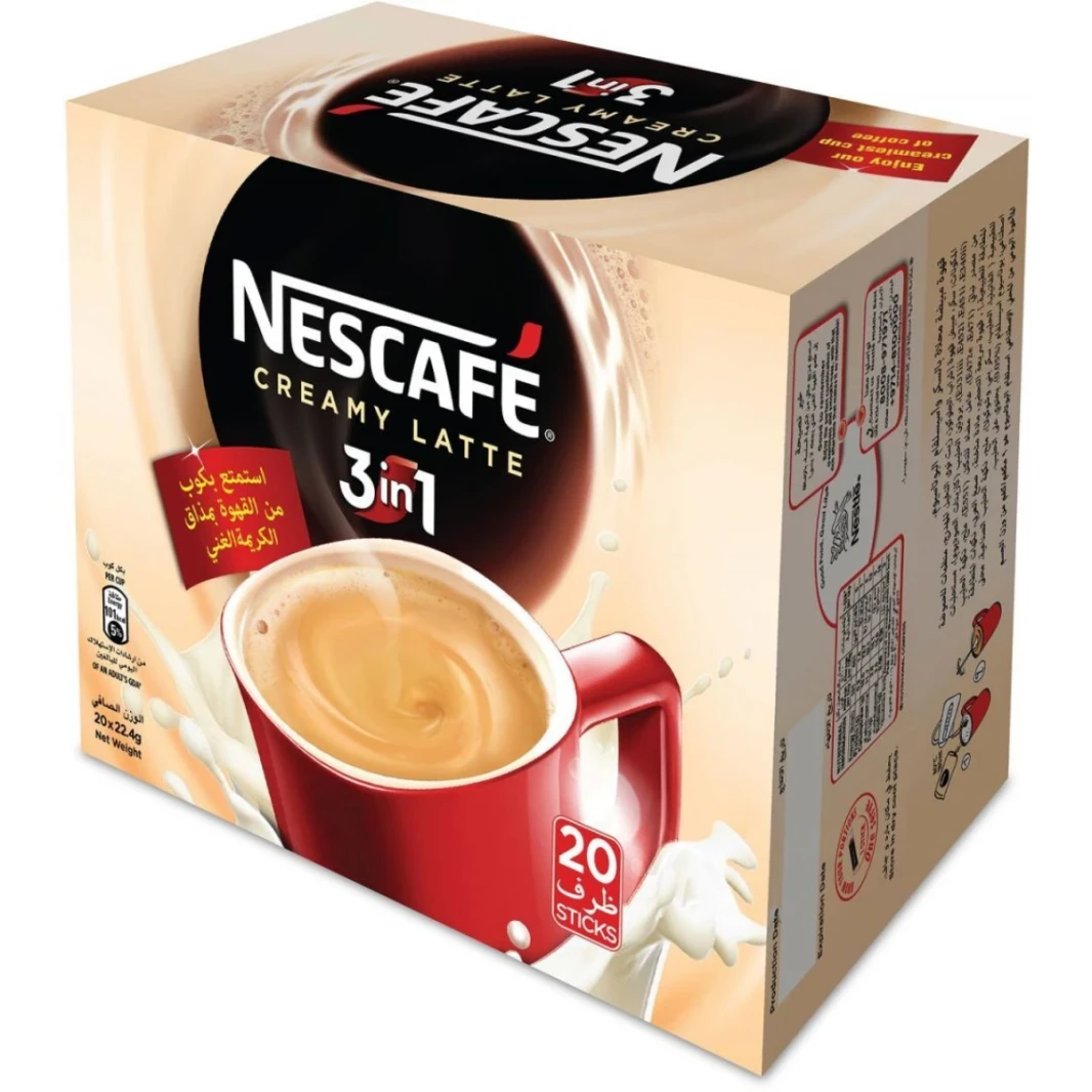 Nescafe 3 in 1 Creamy Latte 22.5g ، حزمة 20