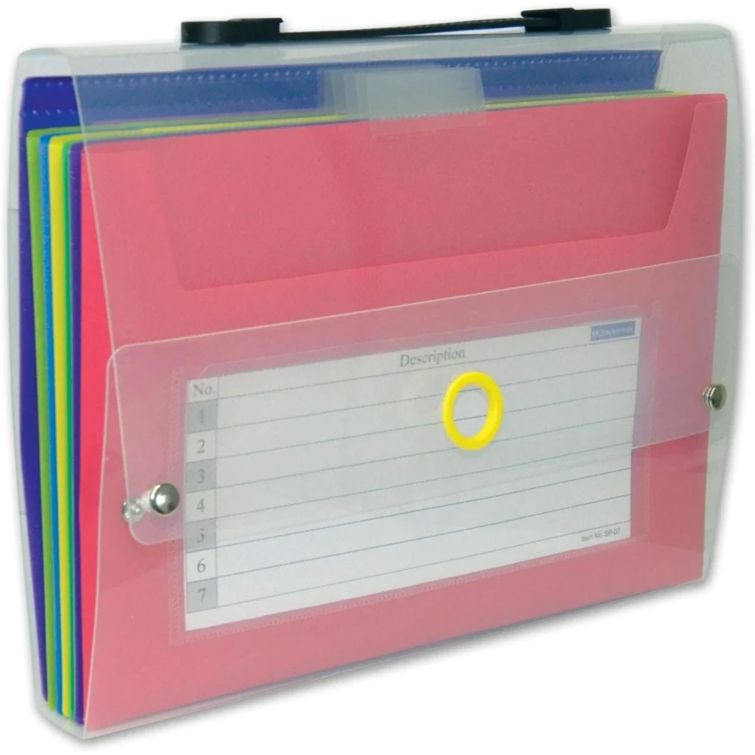 Sliding File With 7 Pockets, Clear Strip Cover
