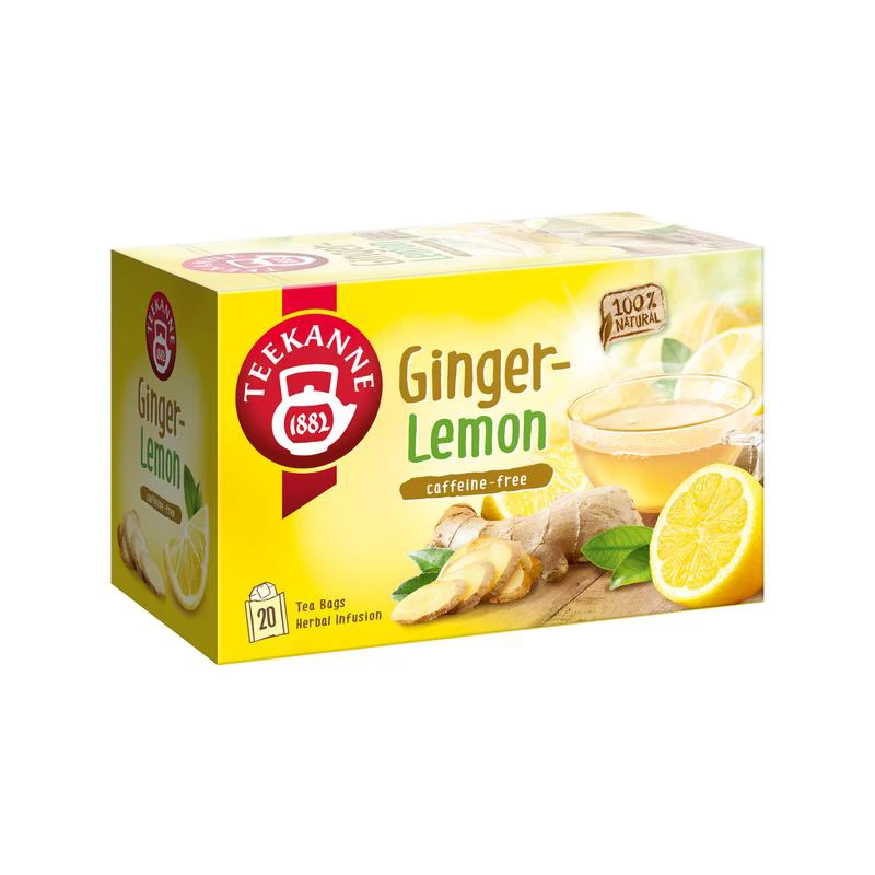 Teekanne Ginger Lemon Caffeine-Free Herbal Infusion, 20 Tea Bags