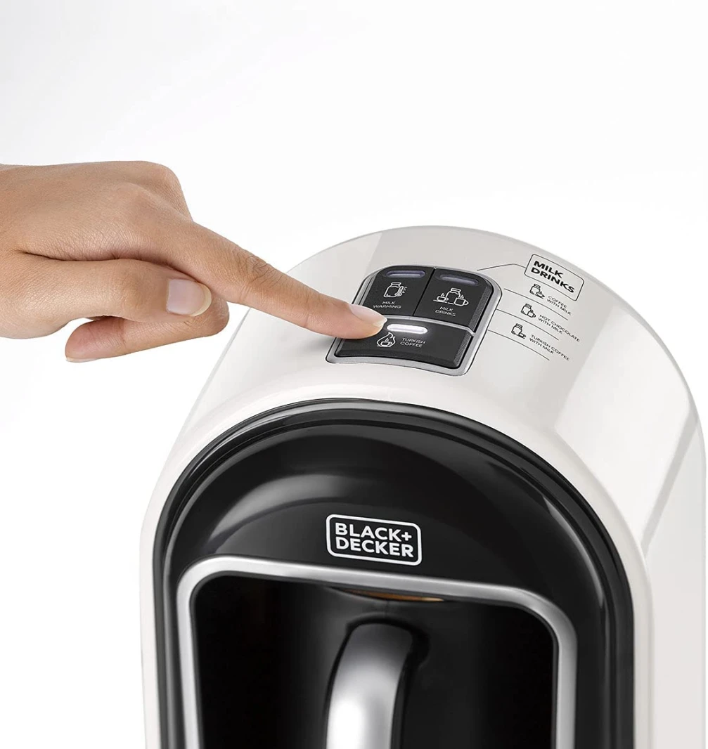BLACK+DECKER 735W 300ML TURKISH COFFEE MAKER, 4-5 CUPS WITH MILK WARMER AND HOT CHOCOLATE MAKER TCM730-B5